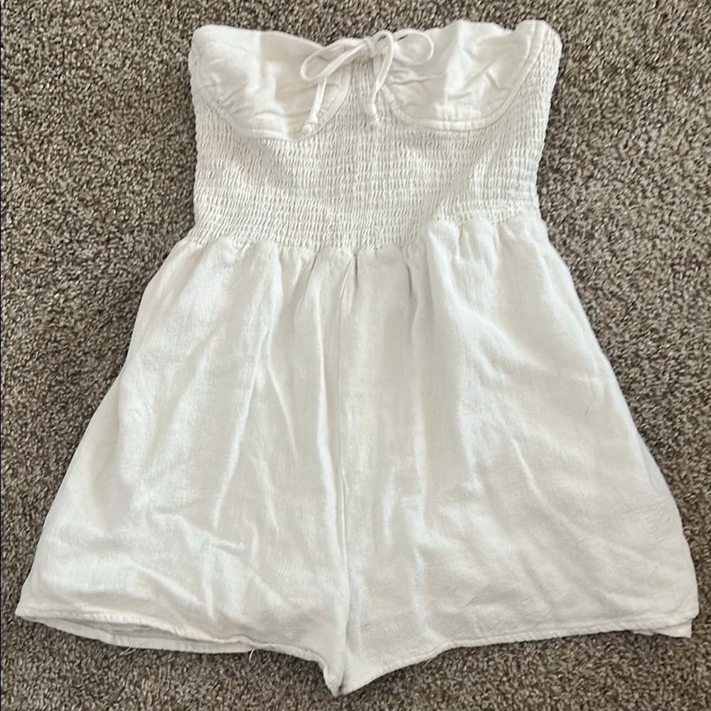 White Strapless Romper